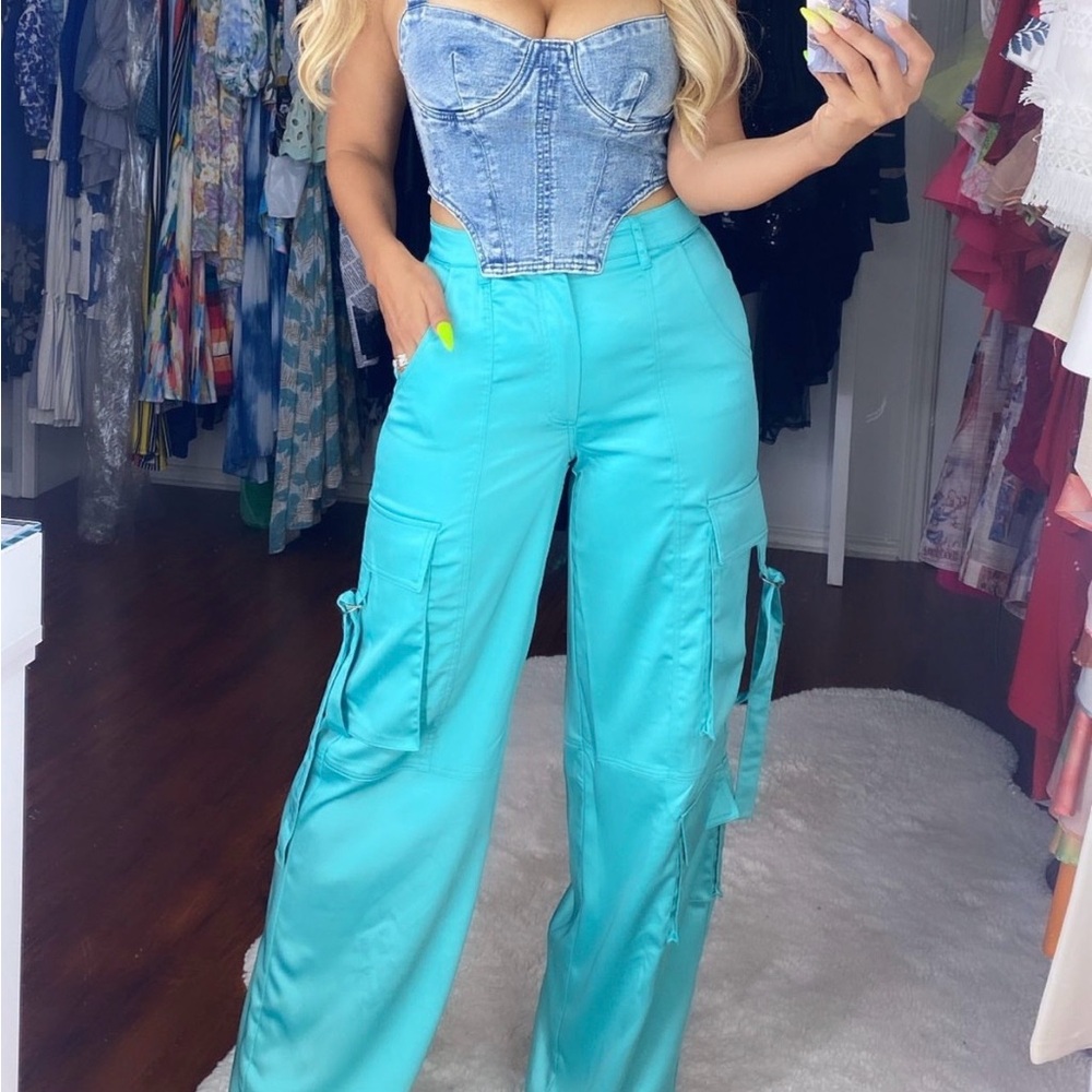 Signature Blue Denim Bustier Size Large